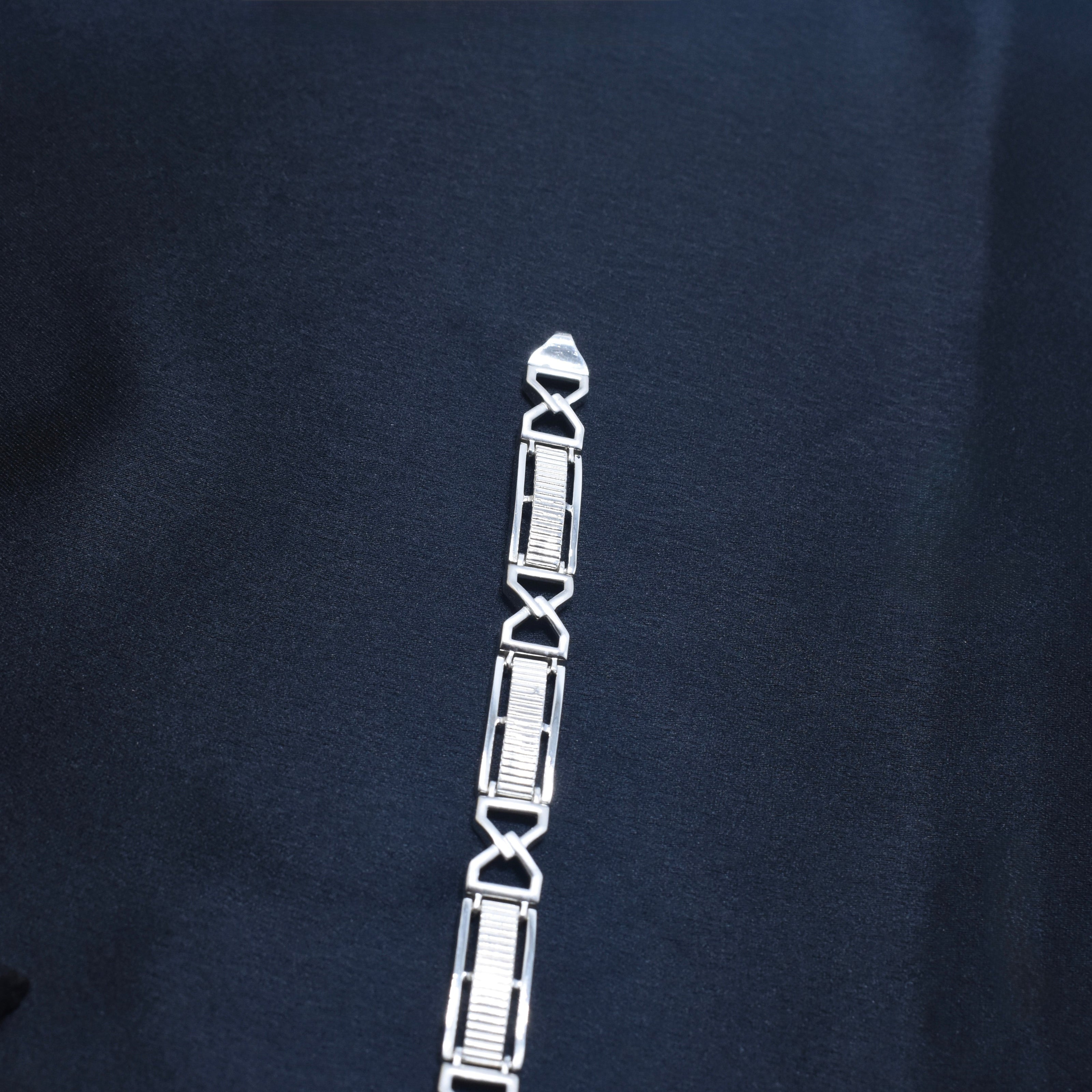 X-Pattern Sterling Silver Link Bracelet