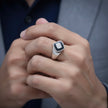 Geometric Square Halo Signet Ring