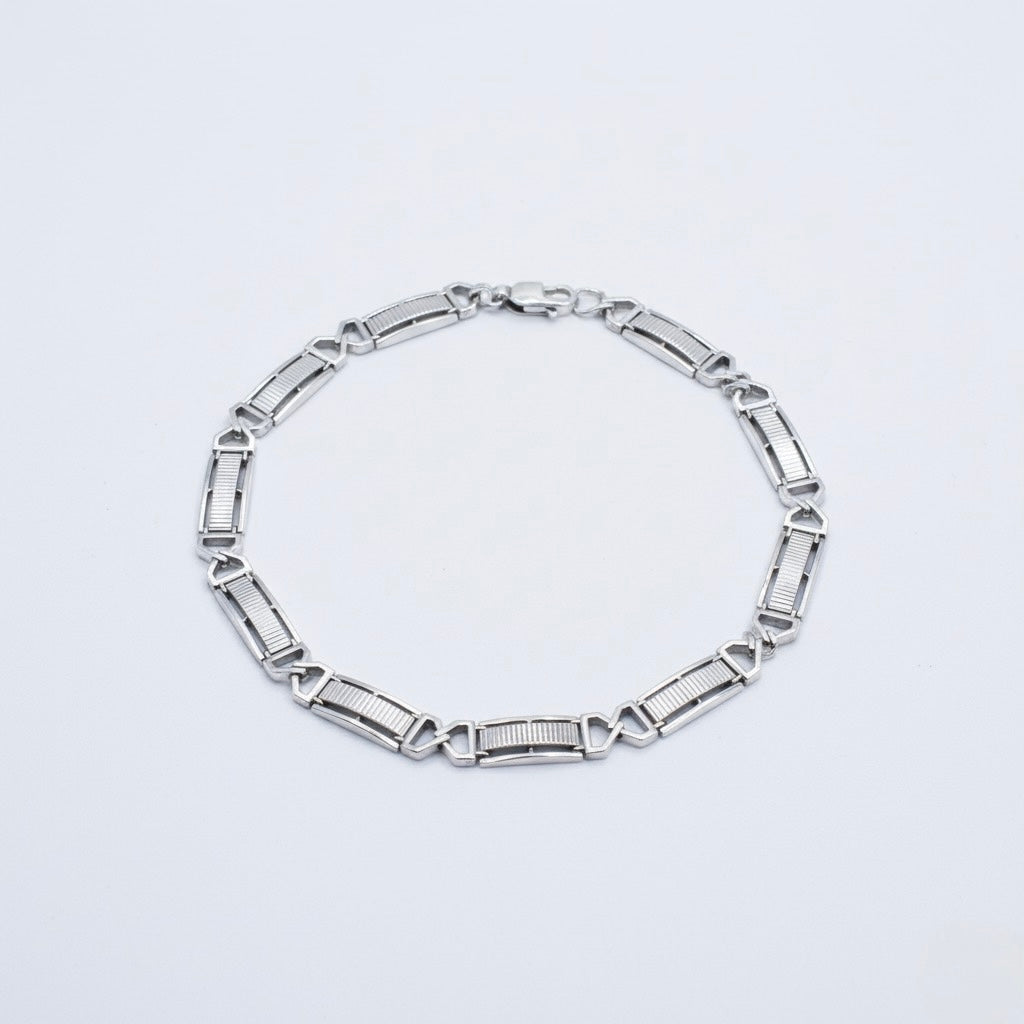 X-Pattern Sterling Silver Link Bracelet
