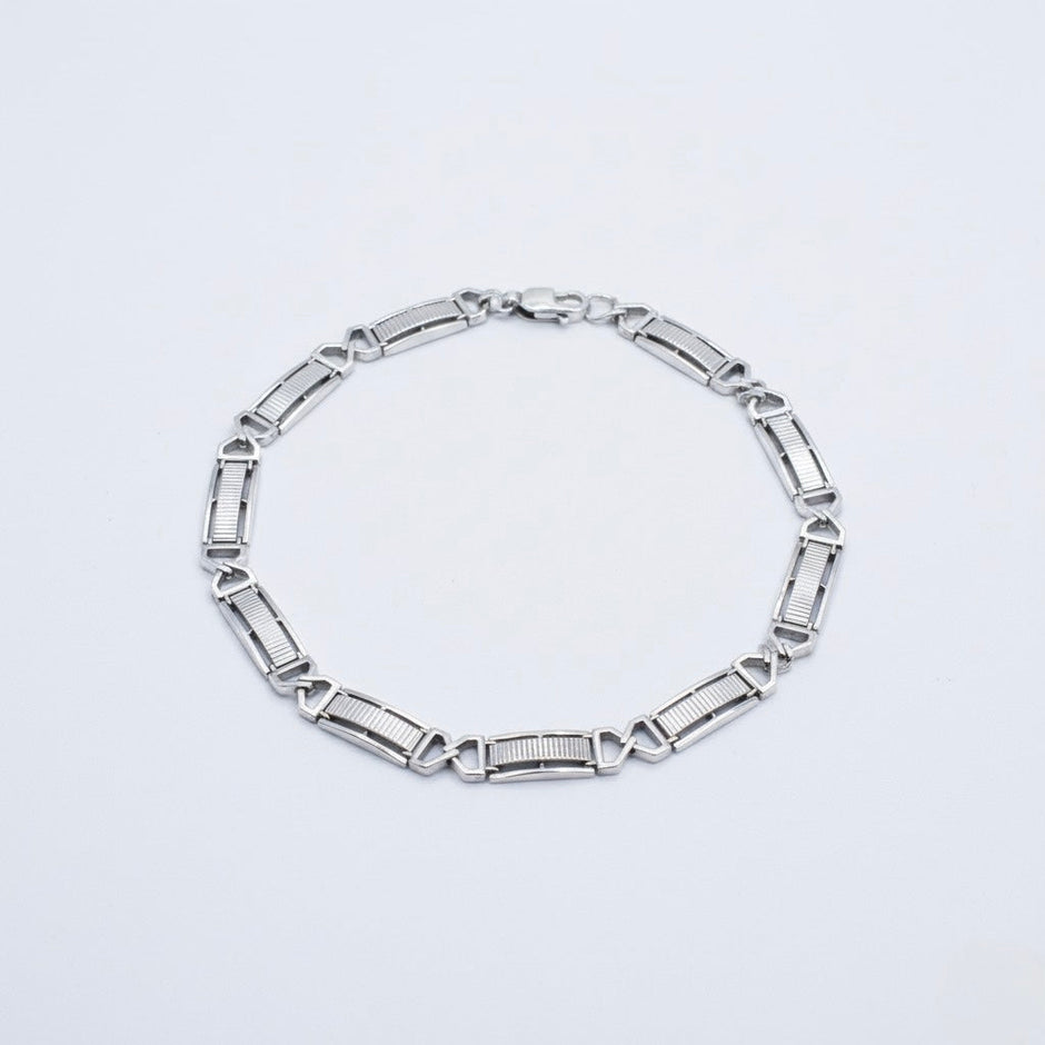 X-Pattern Sterling Silver Link Bracelet