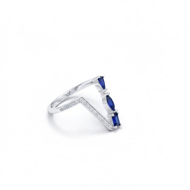 Silver Blue drop V-ring