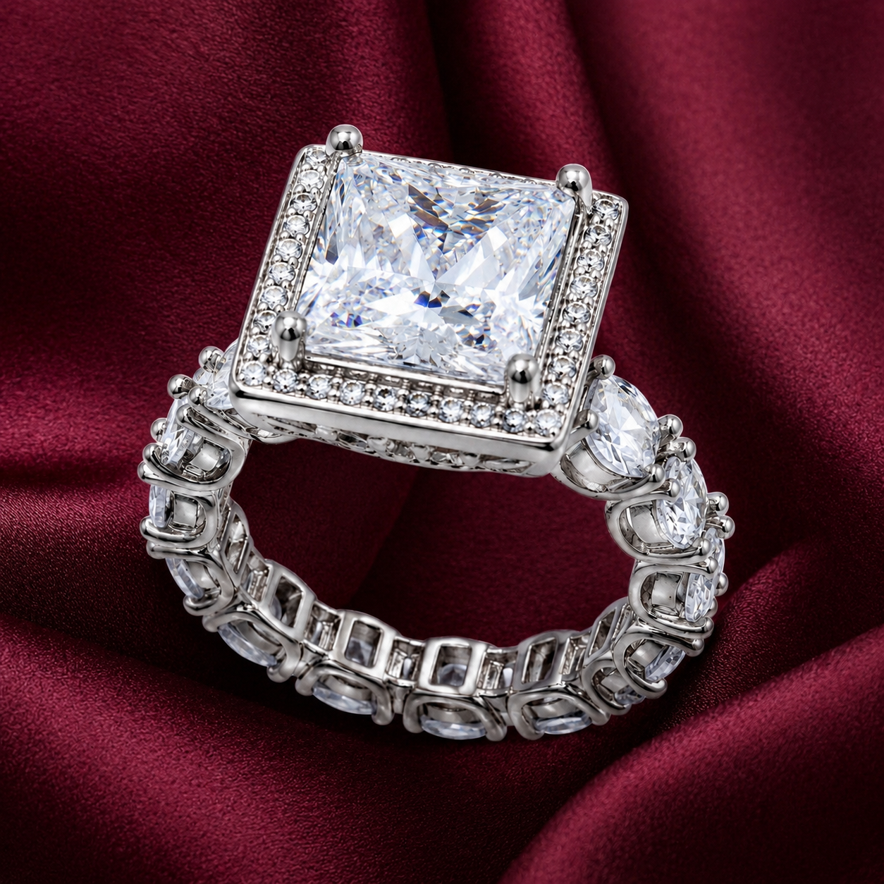 Square Eternity Silver Ring
