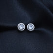 Round Halo Stud Silver Earrings