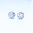 Round Halo Stud Silver Earrings