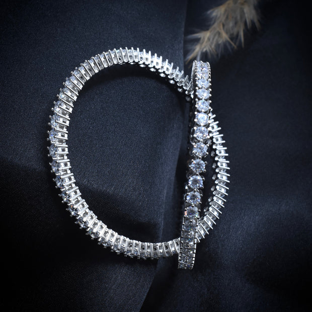 Crown Sparkle Silver Bangle Set