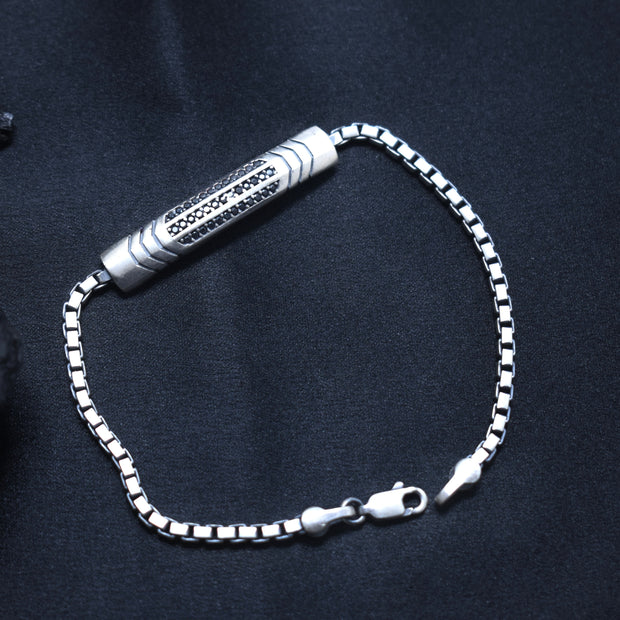 Barrel Centerpiece Sterling Silver Bracelet
