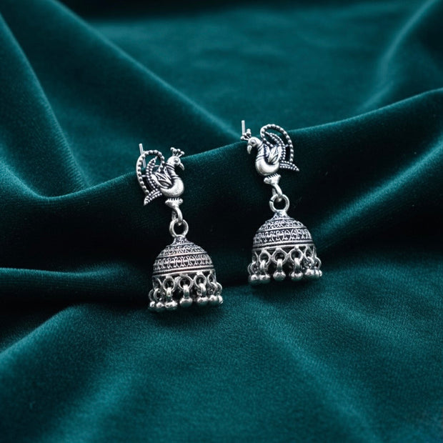 Ornate Dome Silver Jhumki