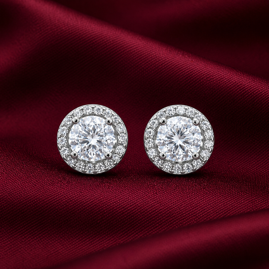 Brilliant Solitaire Classic Halo Studs