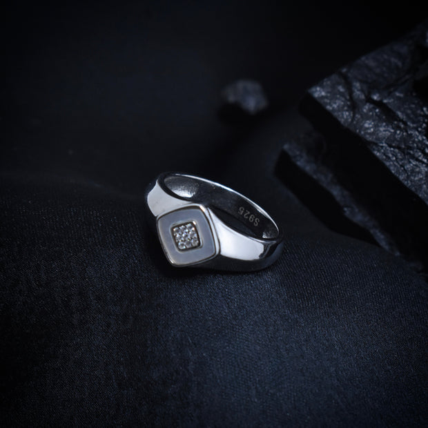 Silver Polished Square Dome Ring