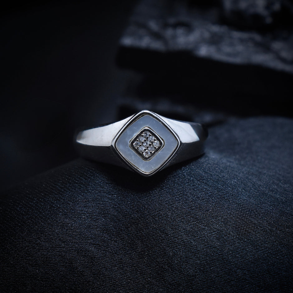 Silver Polished Square Dome Ring