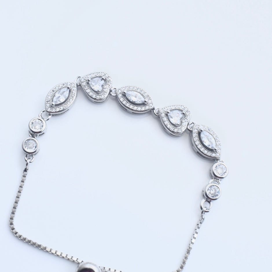 Diamond Curve Silver Bracelet