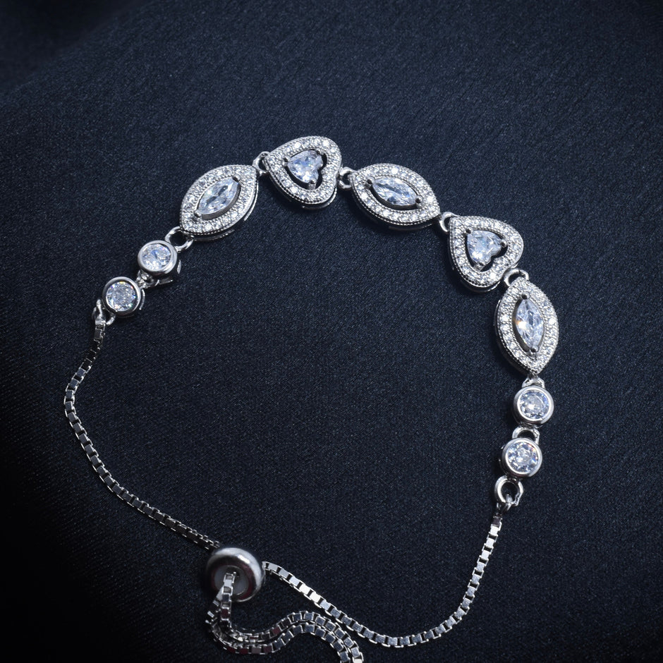Diamond Curve Silver Bracelet