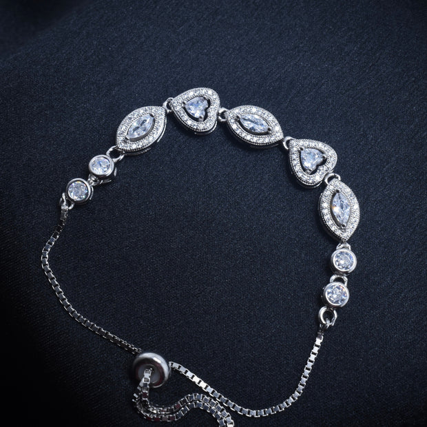 Diamond Curve Silver Bracelet