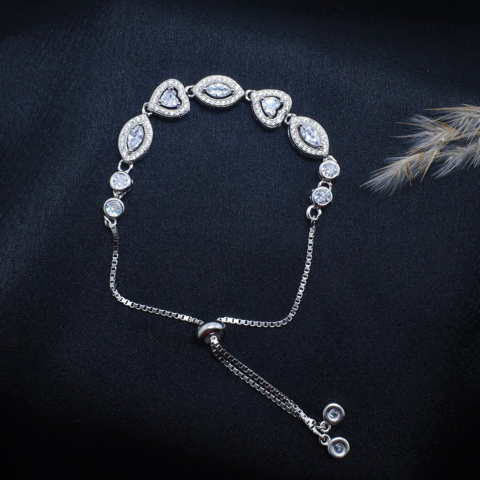 Diamond Curve Silver Bracelet