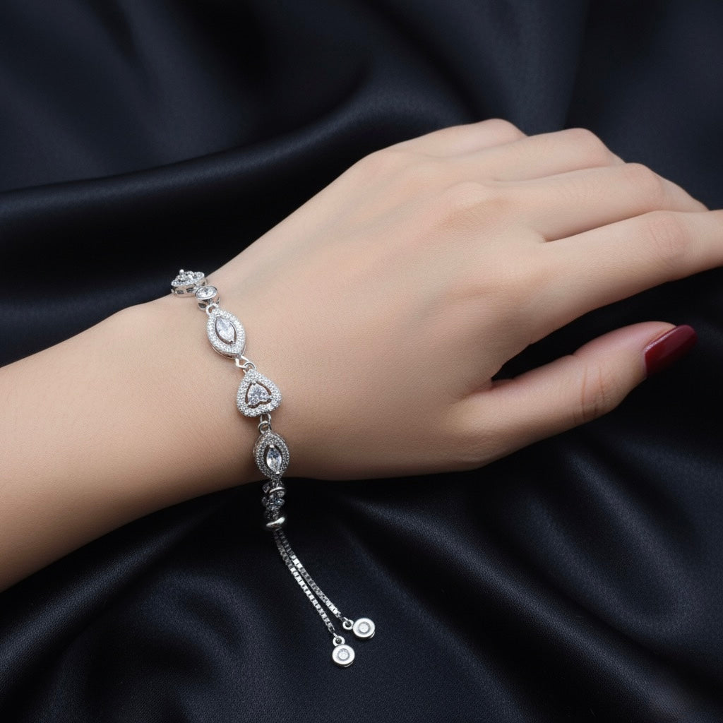 Diamond Curve Silver Bracelet
