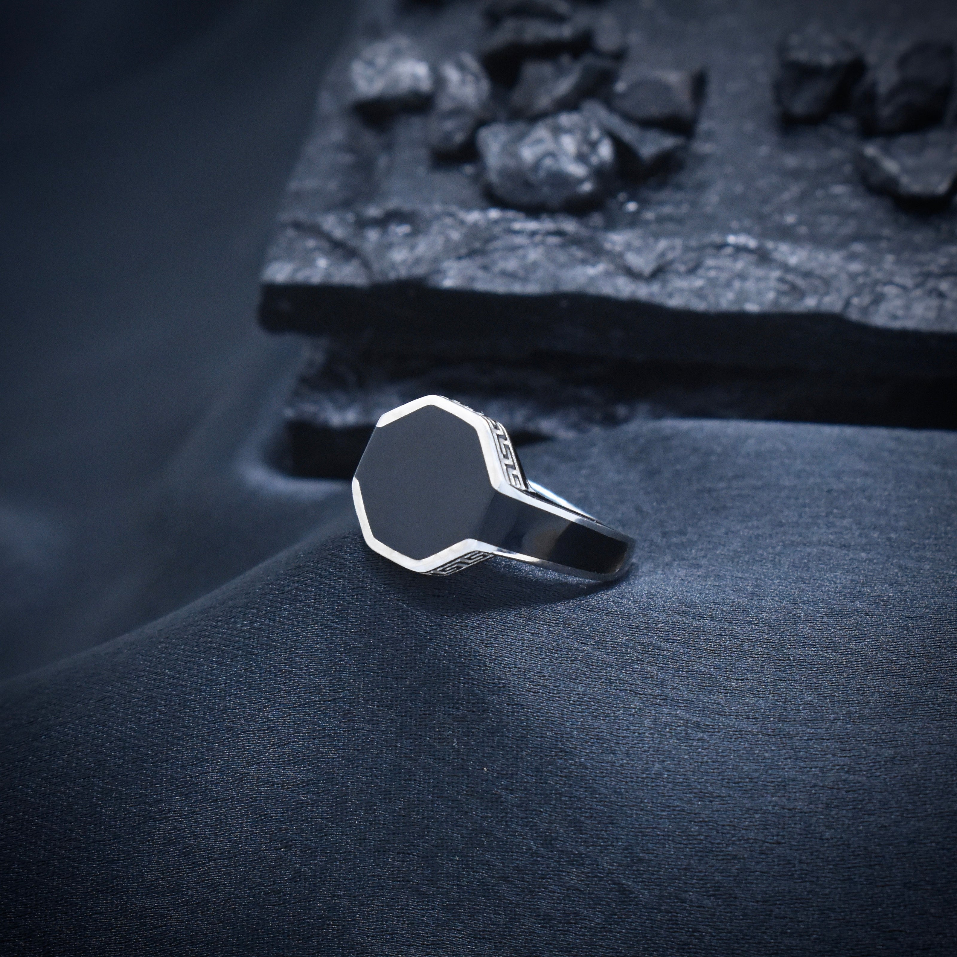 Silver Angular Border Ring