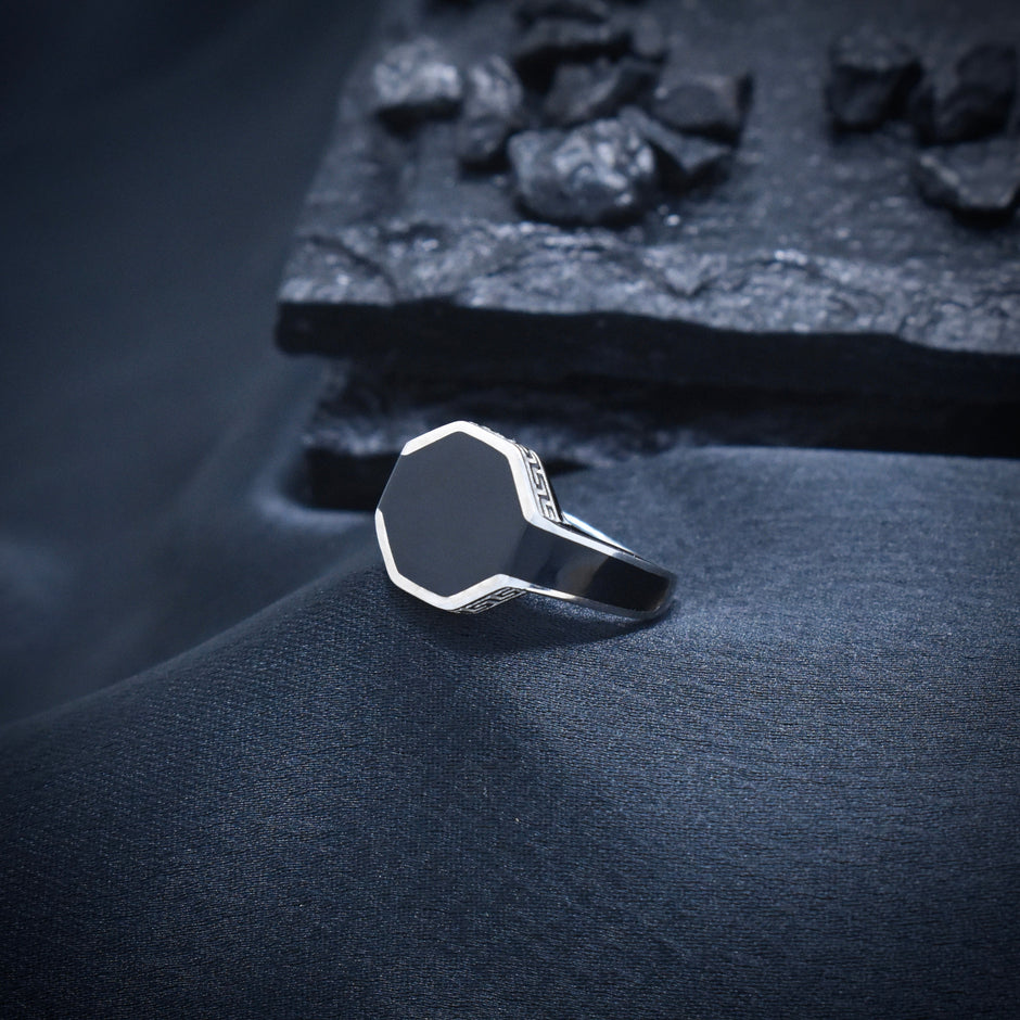 Silver Angular Border Ring