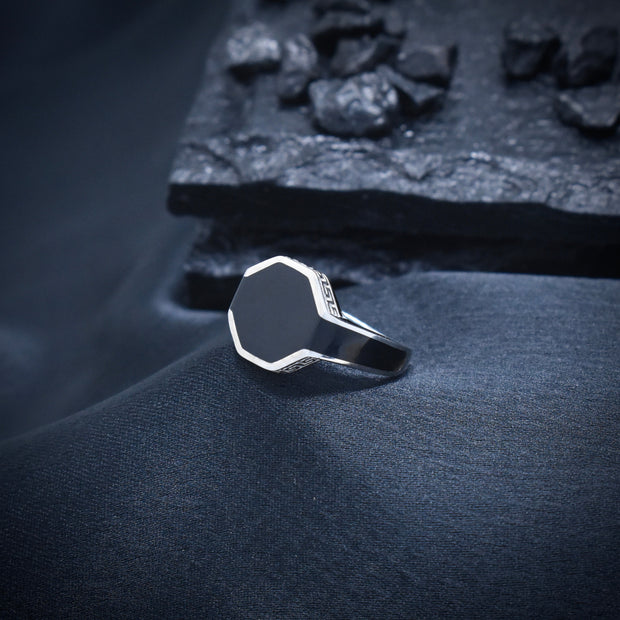 Silver Angular Border Ring