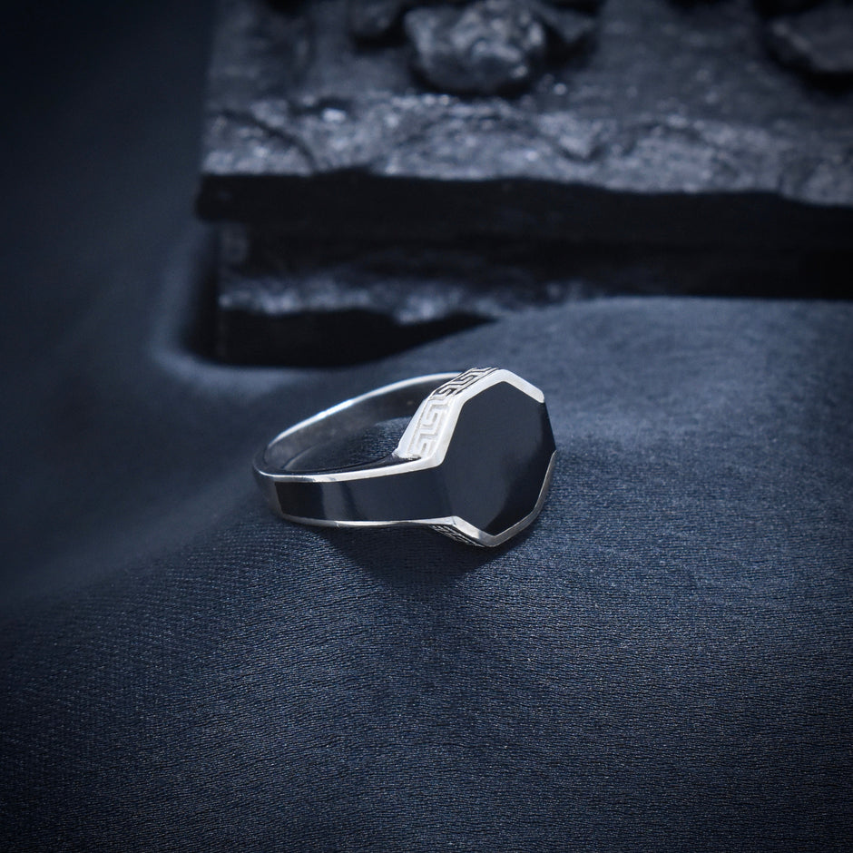 Silver Angular Border Ring