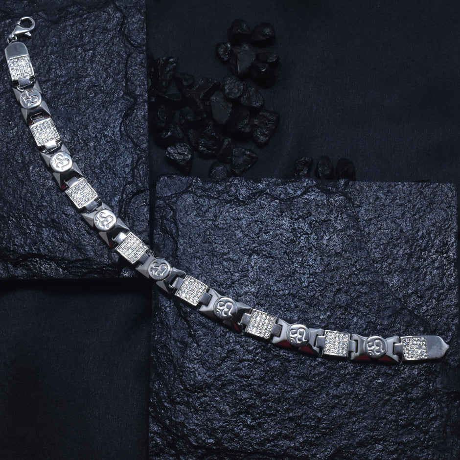 Om Motif Silver Bracelet
