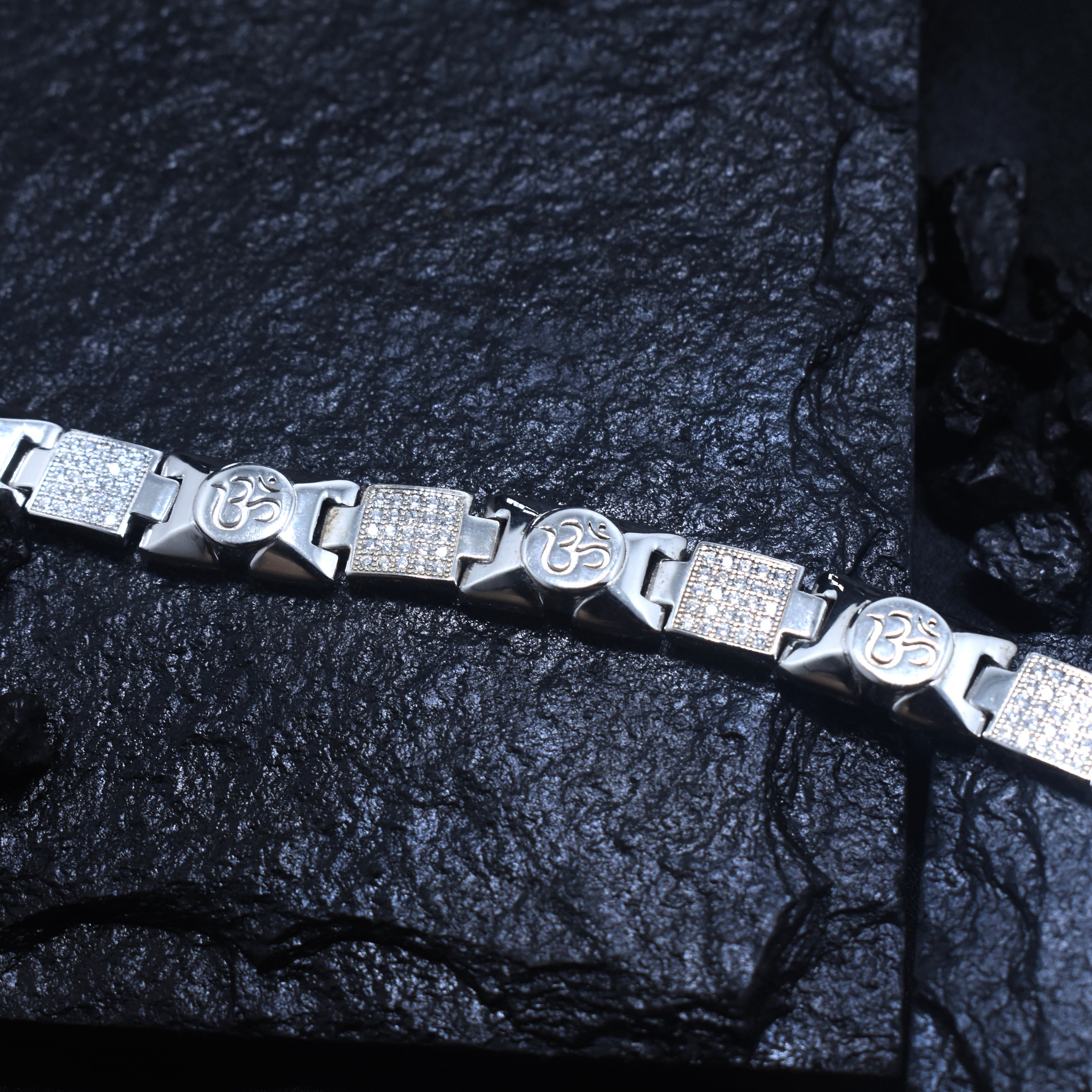 Om Motif Silver Bracelet