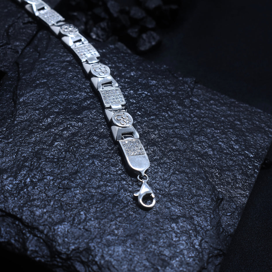 Om Motif Silver Bracelet