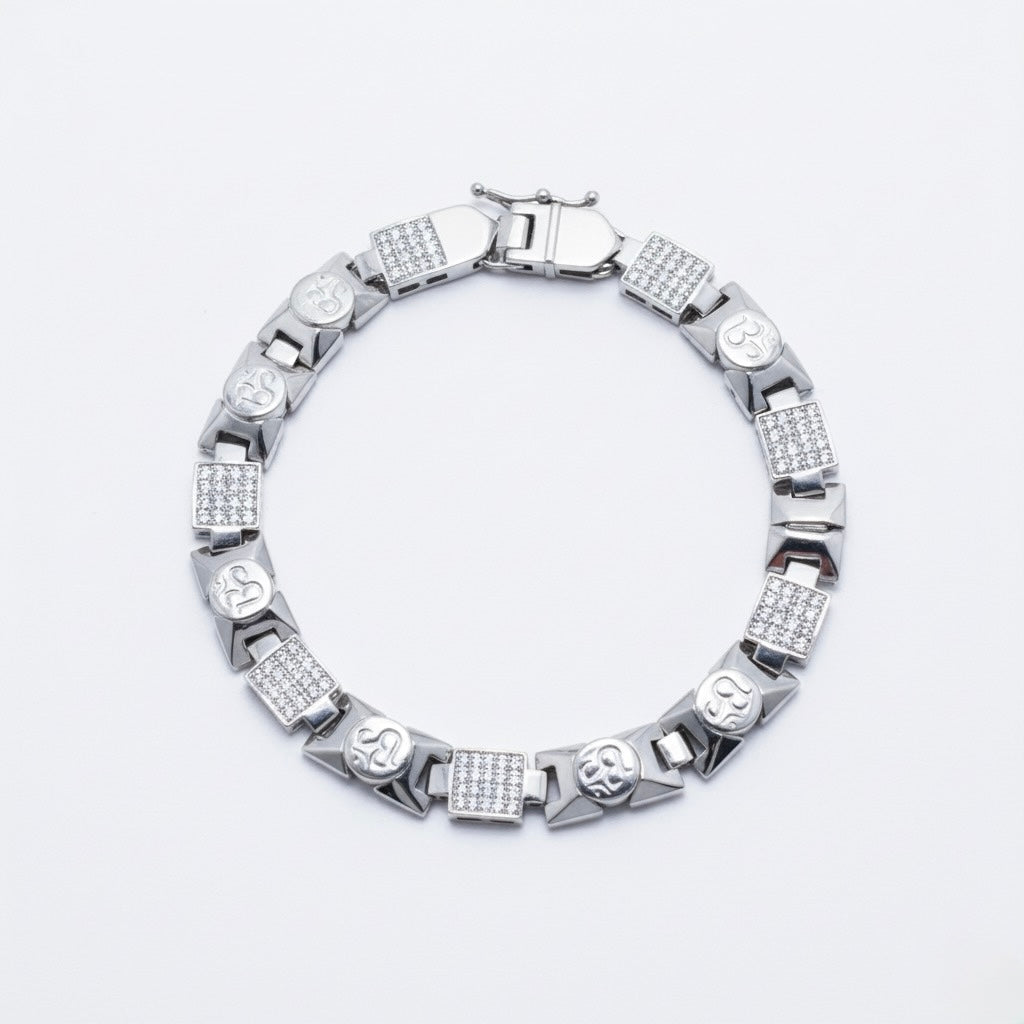Om Motif Silver Bracelet