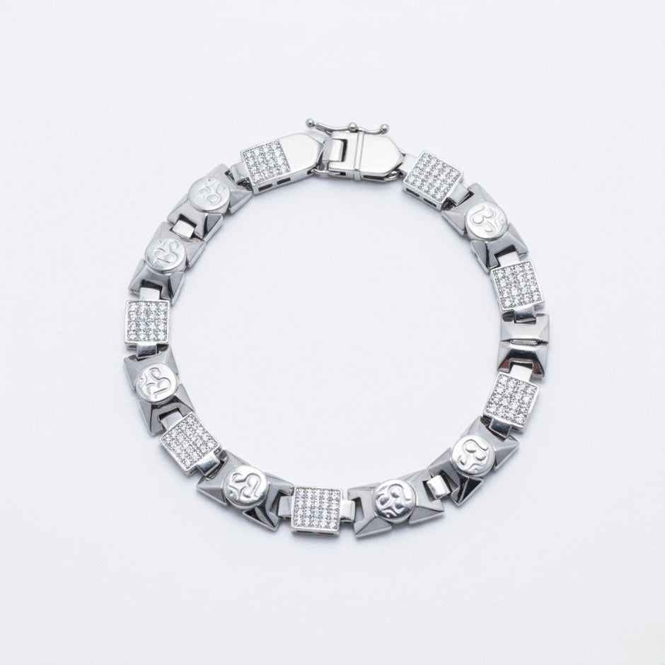 Om Motif Silver Bracelet