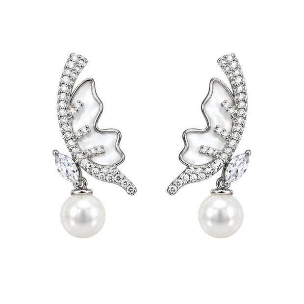 Leaf Pearl Drop Earrings