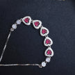 Red Enamel Hearts Silver Bracelet