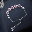 Red Enamel Hearts Silver Bracelet