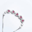 Red Enamel Hearts Silver Bracelet