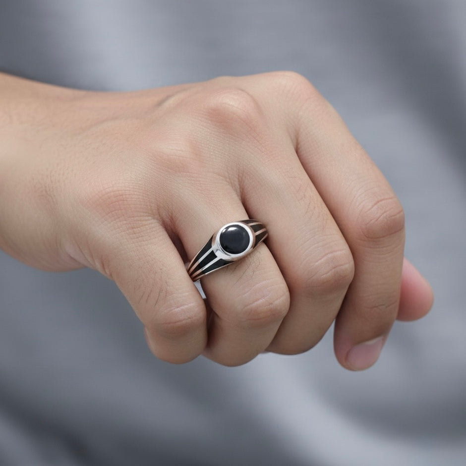Triple Stripe Circular Enamel Ring