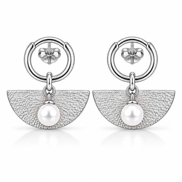 Textured Fan Pearl Earrings