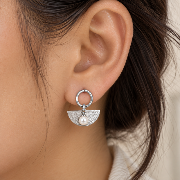 Textured Fan Pearl Earrings