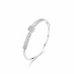 Elegant Pavé Disc Cuff Style Silver Bracelet