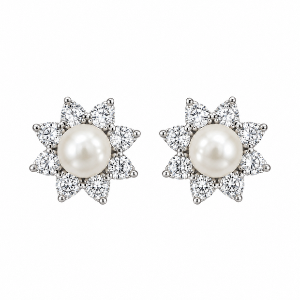 Pearl Flower Stud Earrings