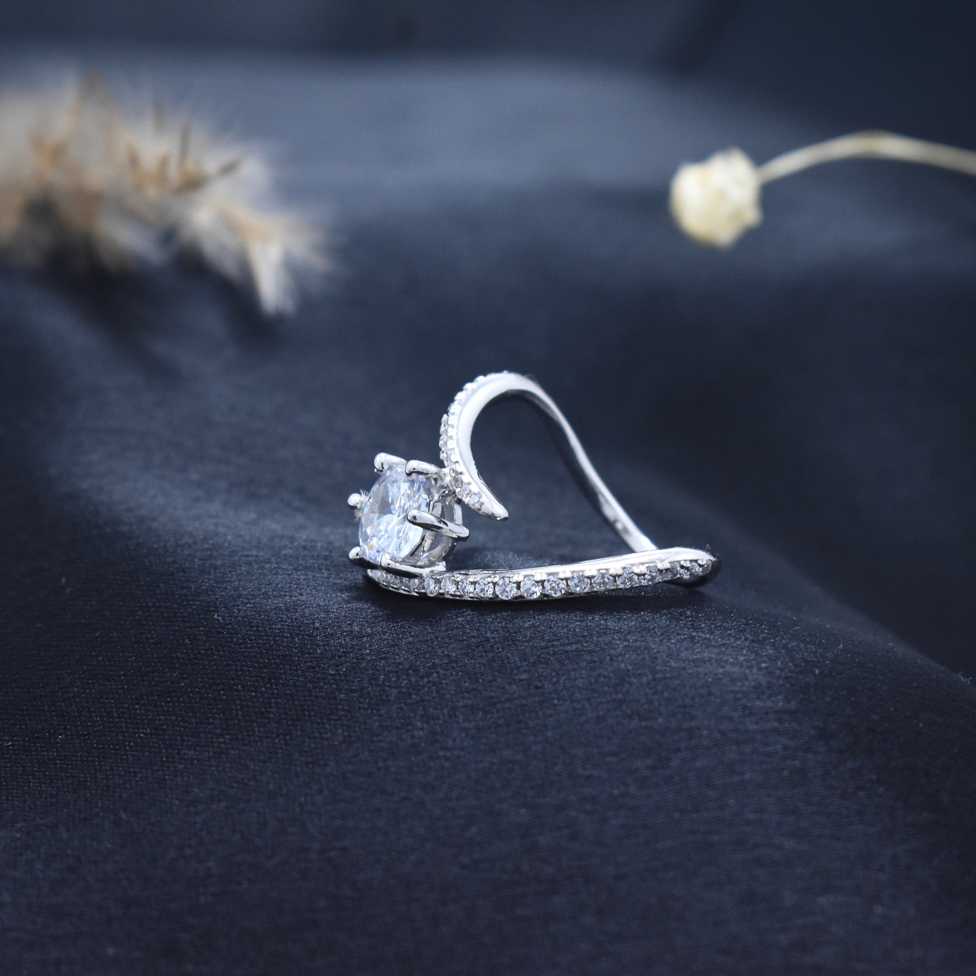 Silver Orbit Solitaire Ring