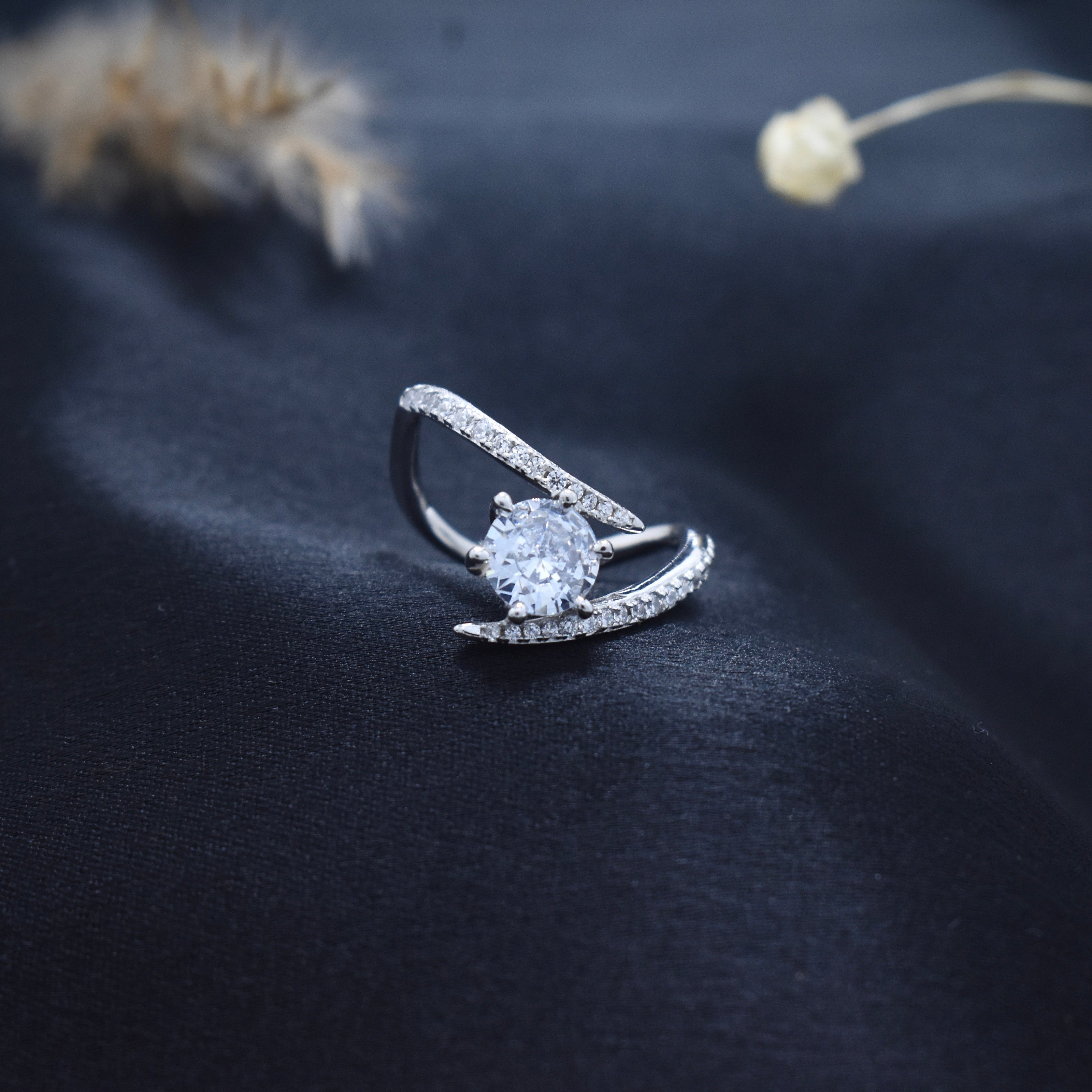 Silver Orbit Solitaire Ring