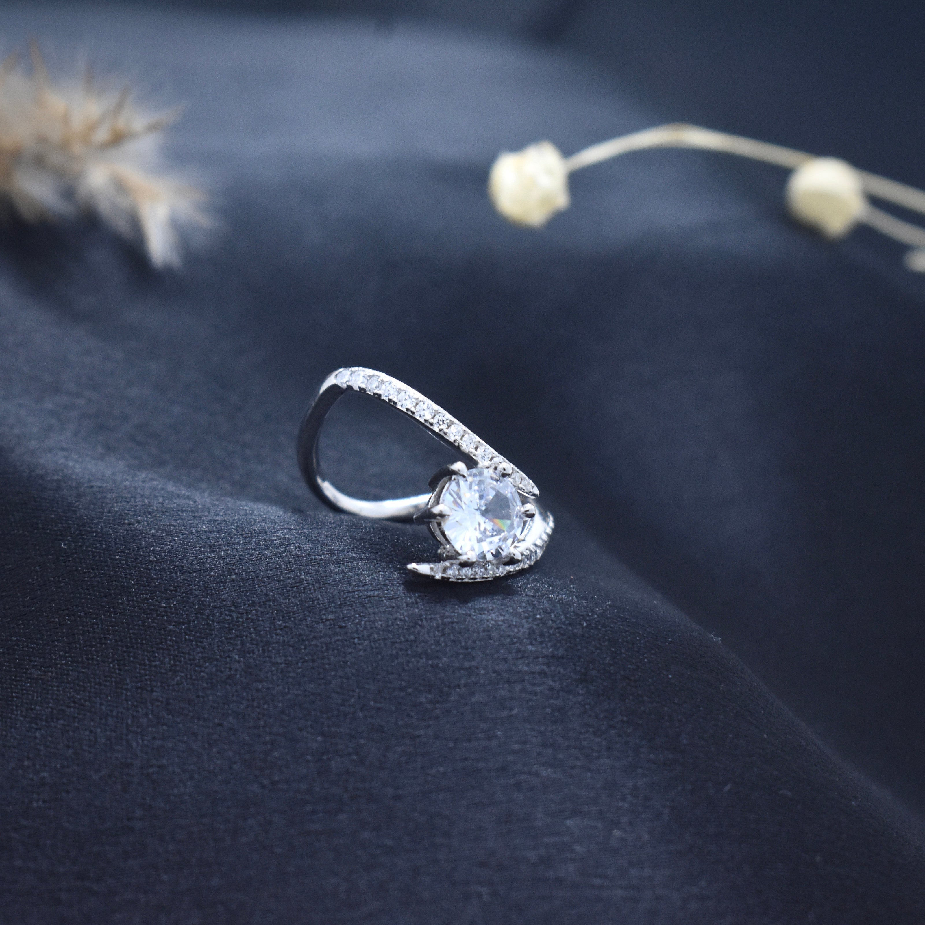 Silver Orbit Solitaire Ring