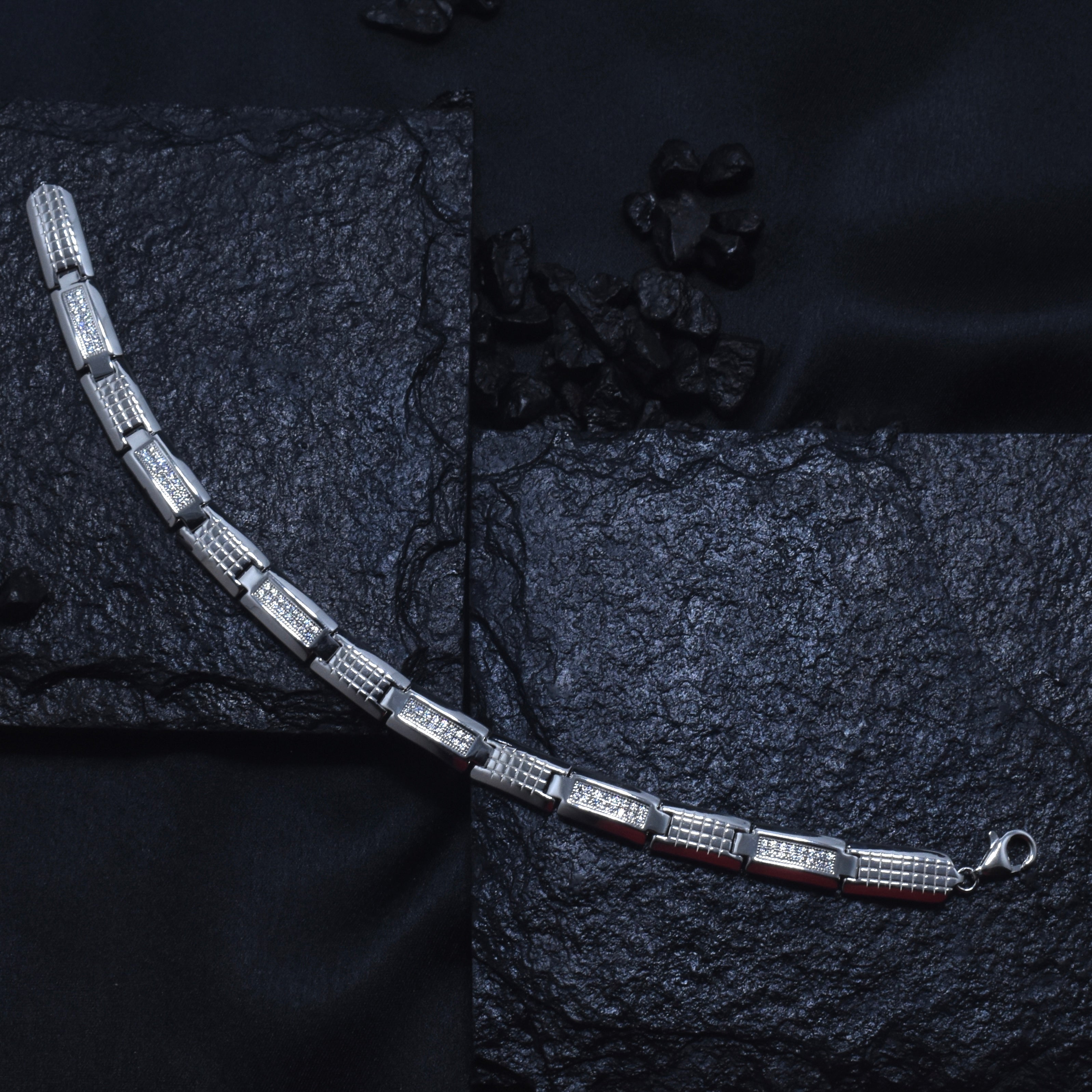 Textured Link Sterling Silver Bracelet