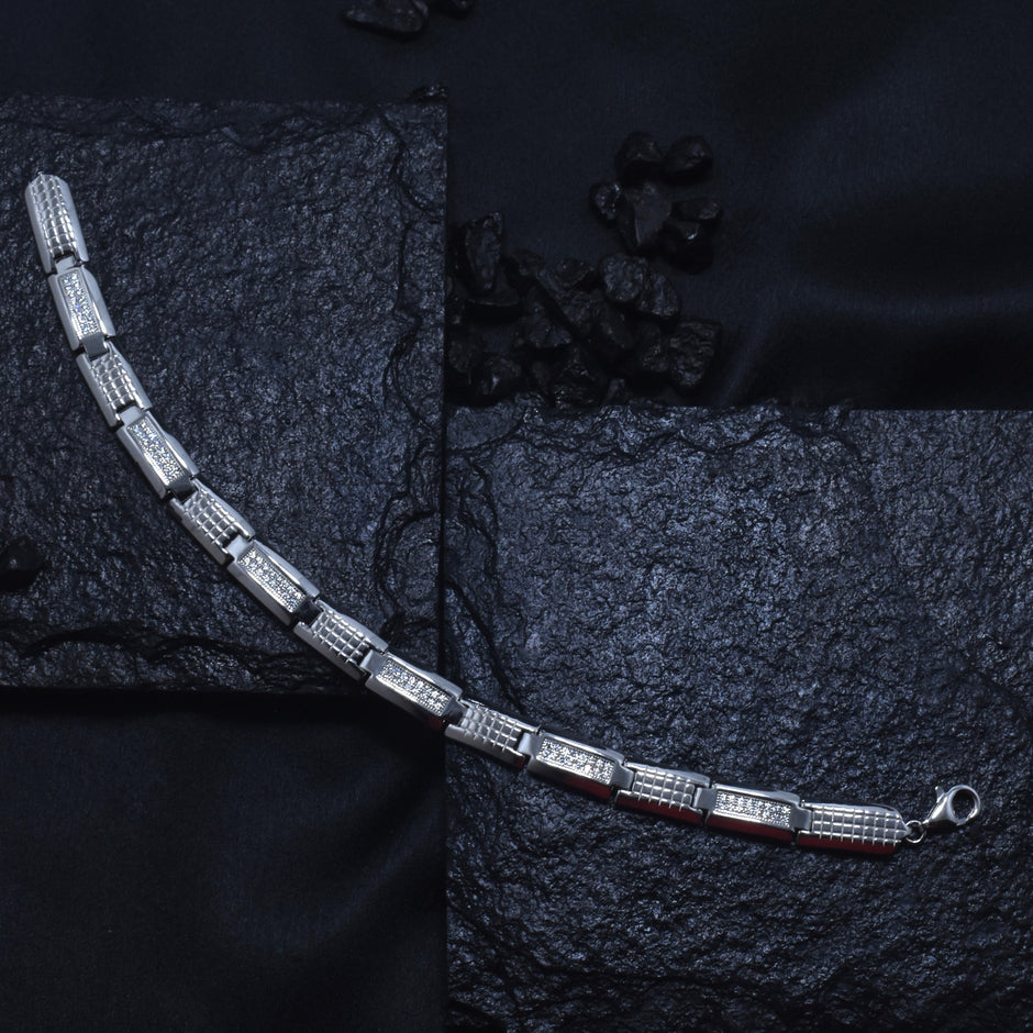 Textured Link Sterling Silver Bracelet