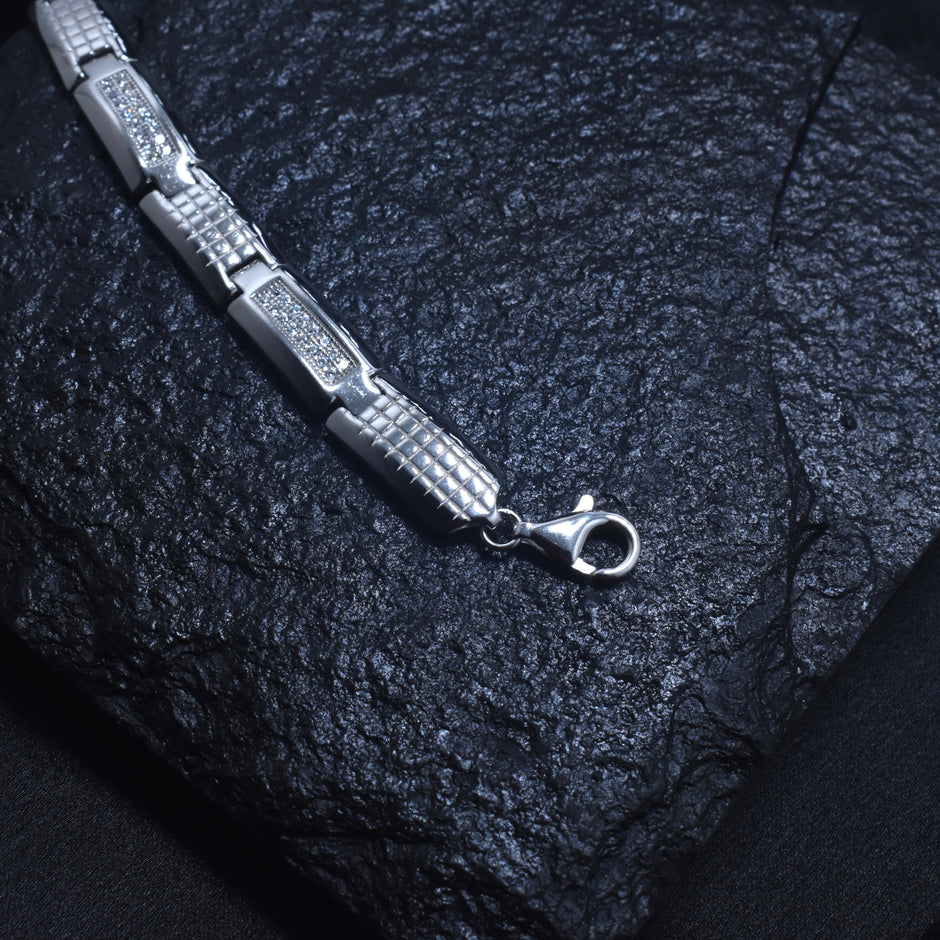 Textured Link Sterling Silver Bracelet