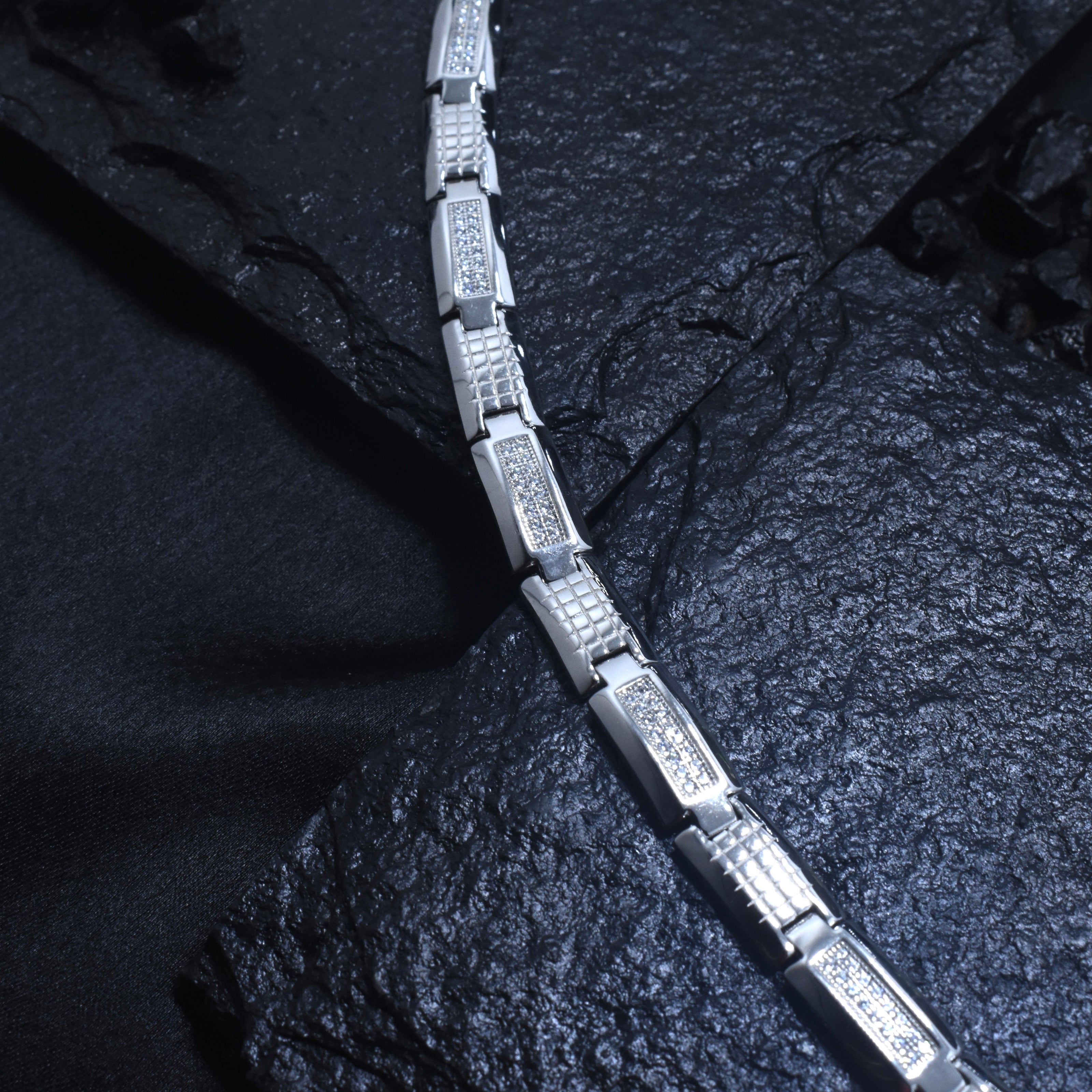 Textured Link Sterling Silver Bracelet