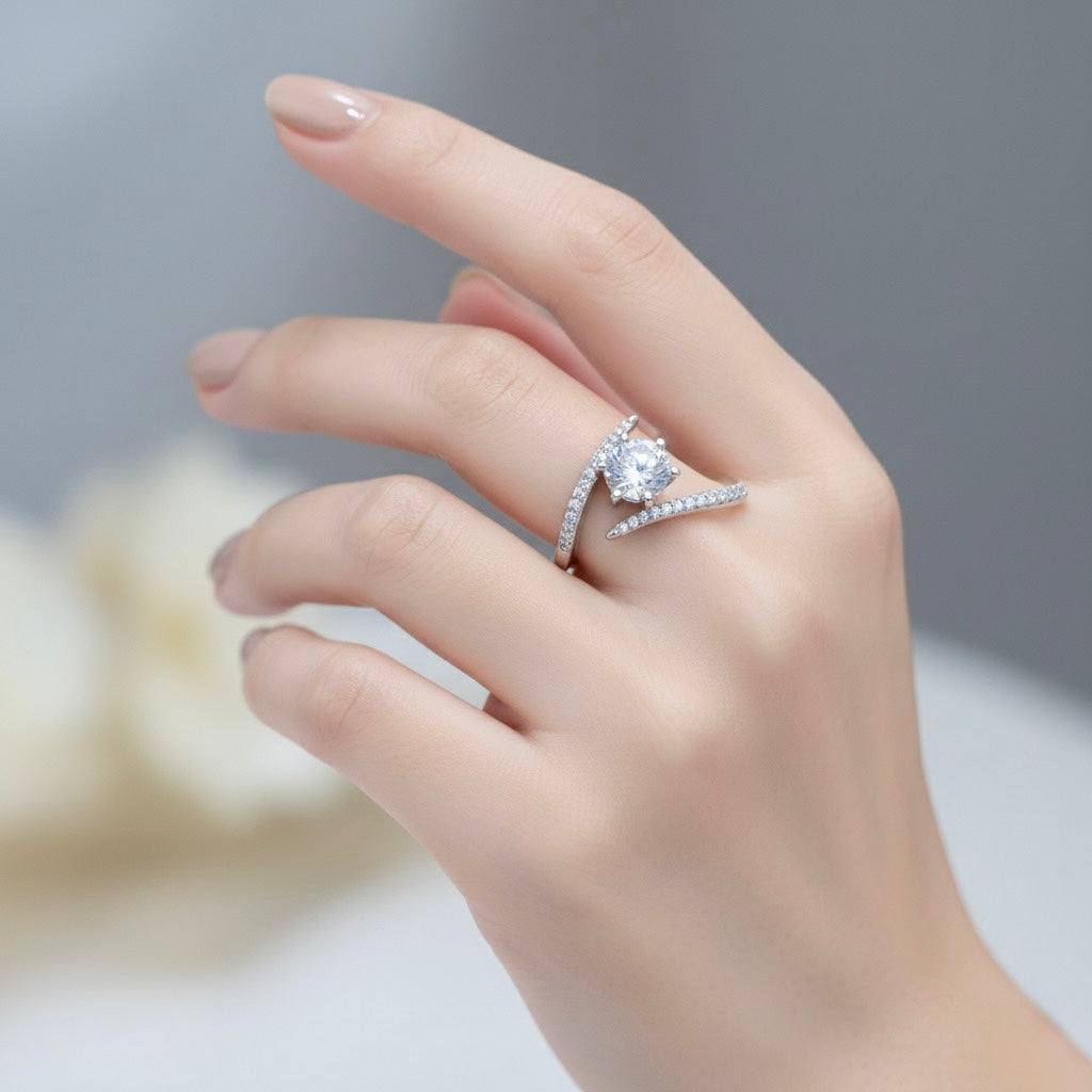 Silver Orbit Solitaire Ring