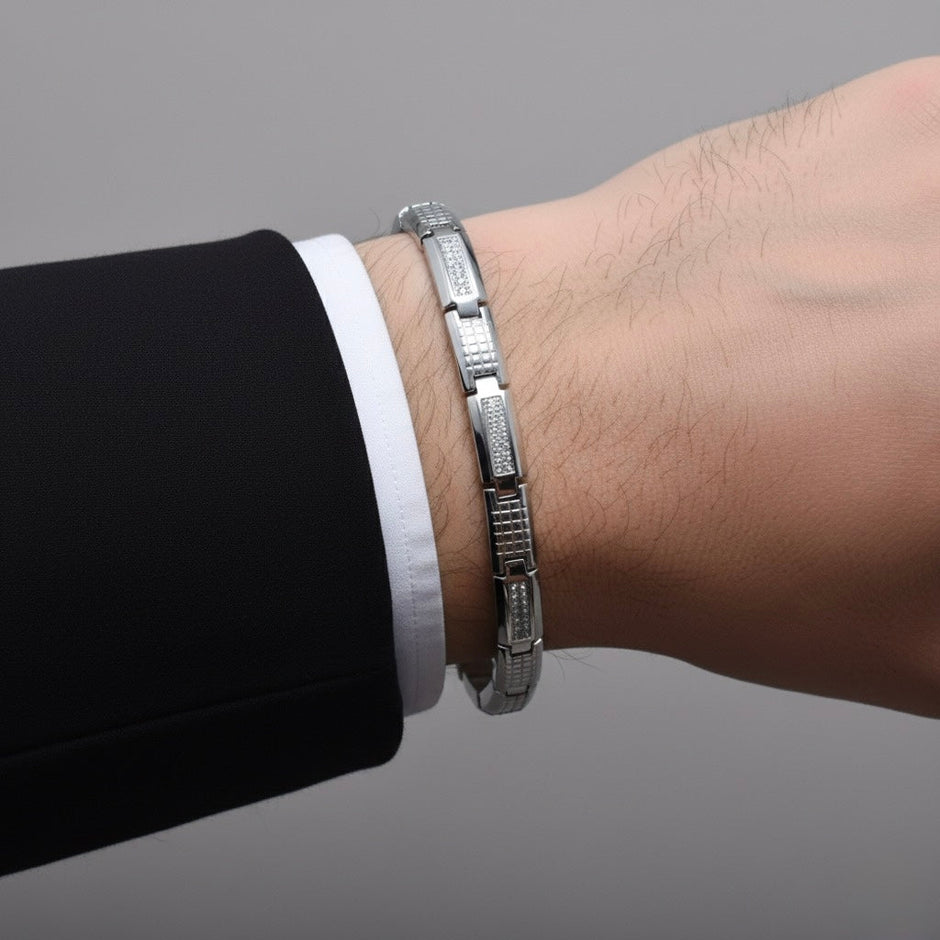 Textured Link Sterling Silver Bracelet