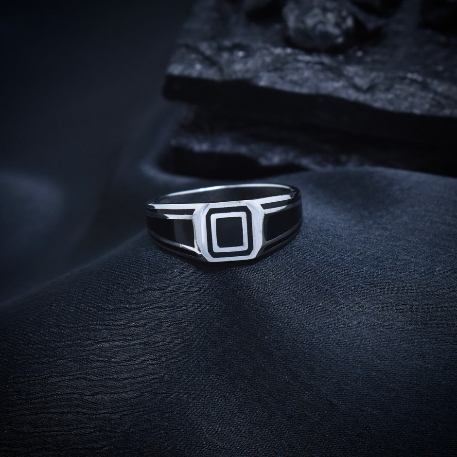 Rectangular Halo Heritage Enamel Ring