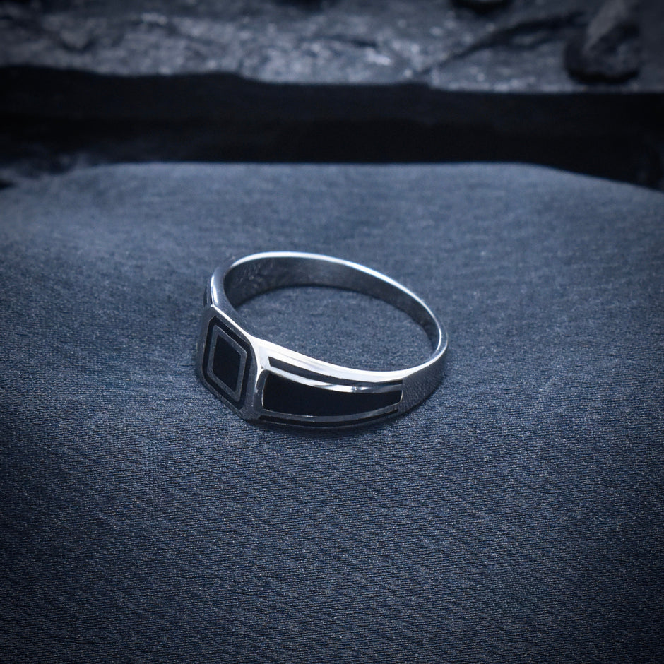 Silver Square Grid 925 Sterling Silver Ring