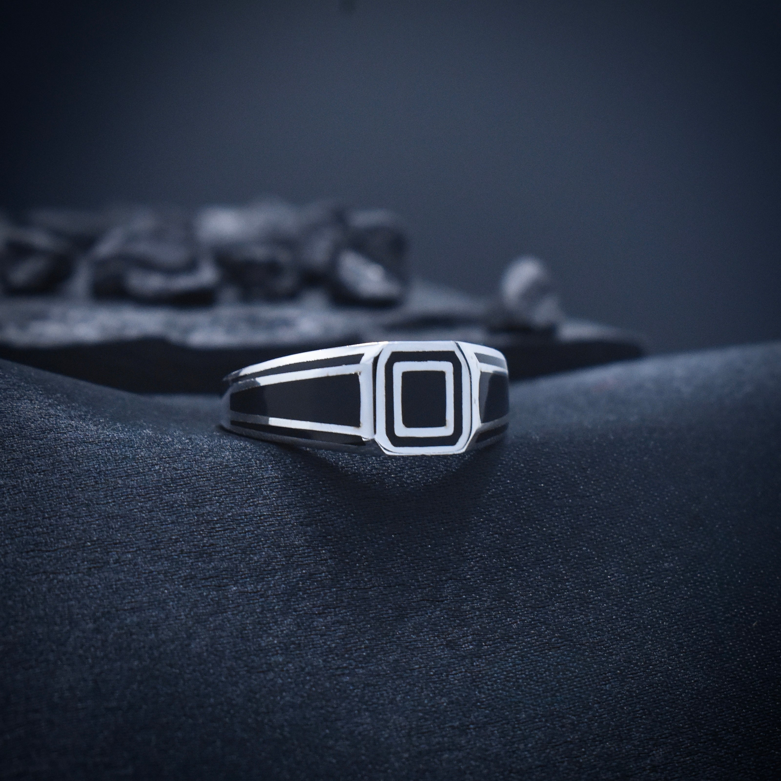 Rectangular Halo Heritage Enamel Ring