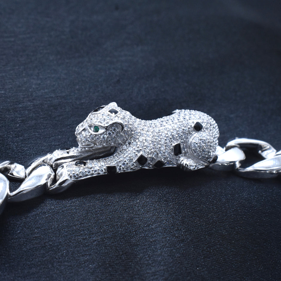 Tiger Motif Silver Bracelet